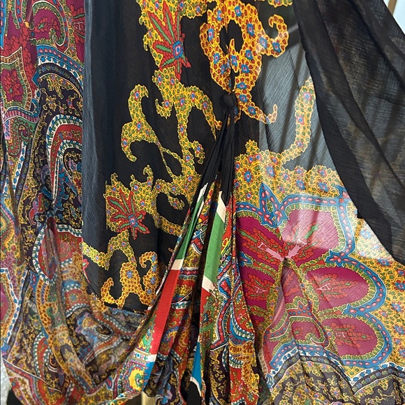 Nicole Miller 100% Silk Boho Baroque Paisley Strappy Crossback Midi Dress | Sz 4 - Picture 7 of 12